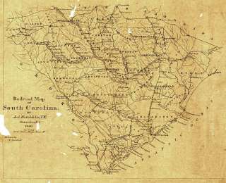 Railroad Train Historic Map South Carolina  