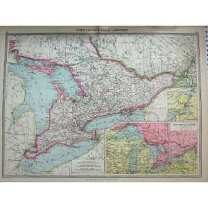  MAP c1890 CANADA LAWRENCE LAKES HURON ONTARIO MANITOBA 