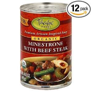 Pacific Natural Foods Organic Minestrone with Beef Steak Soup, 14.5 