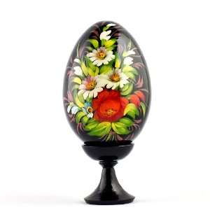   Eggs, Russian Egg, Flowers on Back Russian Egg, Wooden Hand Painted