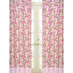    Pink and Khaki Camo Window Curtain Panel Set