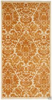 Damask Ivory/Rust Polypropylene Carpet Rug 3 x 5  