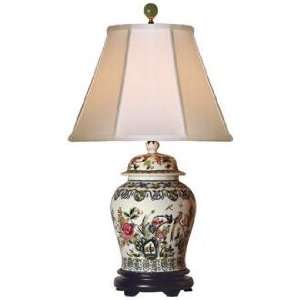    Famille Rose Temple Jar Porcelain Table Lamp
