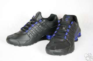 NIKE Shox NZ Black/Drenched Blue Leather Mens Running Shoes Sneakers 