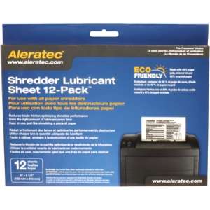 Aleratec 240165 12pk Shredder Lubricant Sheet Accs For Use With All 