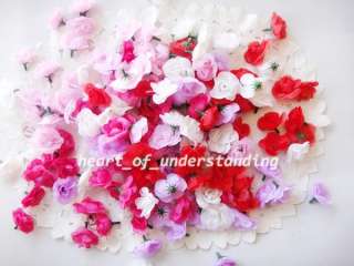 100x 4cm Artificial Silk Rose Flower Head for Wedding Hair Clip 5 