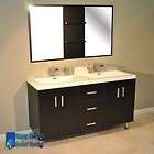 57 Double Sink Bathroom Vanity Modern Cabinet W/ Mirror + 2 FAUCETS 