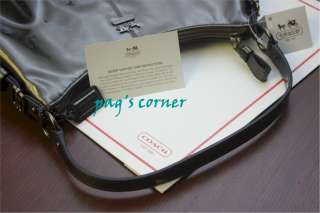 NWT COACH 46855 Pewter Madison Patent Leather Top Handle Pouch Hand 