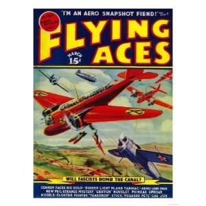  Flying Aces Magazine Cover Giclee Poster Print, 24x32 