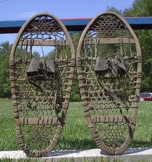 VINTAGE Indian Snowshoes 24x11 Bear Paw GREAT  