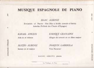 RAFAEL ARROYO SPANISH MUSIC RECITAL FRENCH 50s LP  