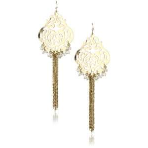  RAIN Gold Earrings with Gold Chain and Clear Crystals 