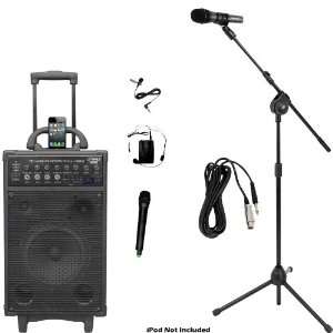  Watt Dual Channel Wireless Rechargeable Portable PA System With iPod 