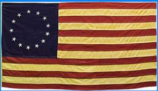 Tea Stained Betsy Ross Primitive AMERICAN FLAG with 13 STARS ~ 3 x 6 