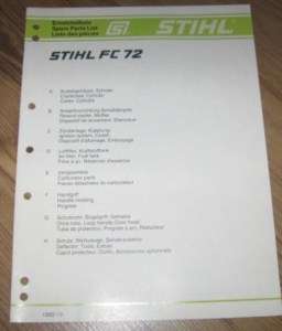 Stihl FC72 FC 72 Edger Parts List  