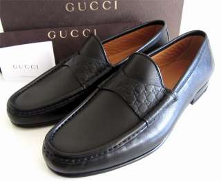 new GUCCI Guccissima GG strap blk loafers 8 shoes $495+  
