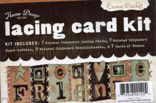 Cosmo Cricket LACING CARD KIT FRIENDS Ribbon Buttons &  