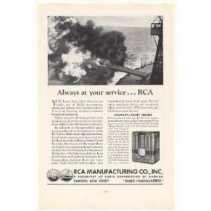 1935 RCA Model T8 14 Table Radio Navy Ship Gun Print Ad  