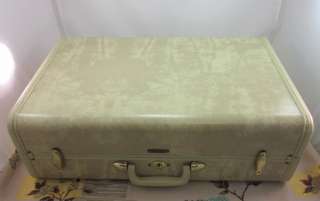 Vintage Samsonite Streamlite Off White Rawhide Finish 21 Suitcase 