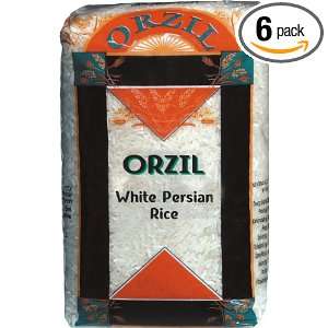 Sugat Orzil White Persian Rice, 2 pounds (Pack of 6)  