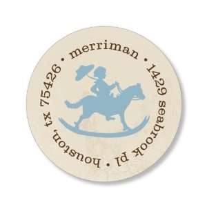  Small in the Saddle Boy Round Baby Shower Stickers 