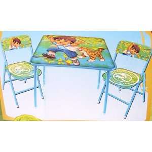  Go Diego Go Kids Blue 3 Piece Folding Table and Chair Set 