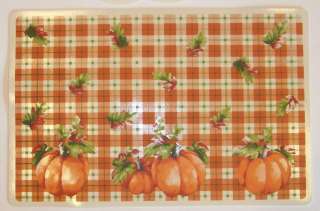 Thanksgiving Fall Halloween Vinyl Placemats Pumpkins Leaves Turkey 4 