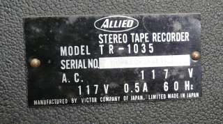   Speed 4 Track Portable Reel to Reel Solid State Tape Recorder TR 1035