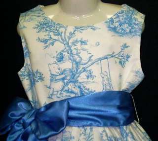 Disney Winnie the Pooh Blue Toile Dress Set Sz 12M 10yr  