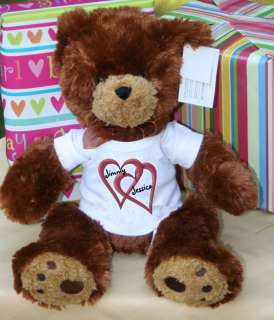 Personalized Valentines Double Heart Plush Teddy Bear  