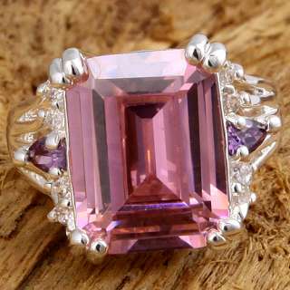 Unique Pink Topaz Jewelry Gemstone Silver Ring Size #9 S28 Free 