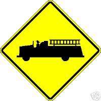 REAL FIRE TRUCK ROAD STREET TRAFFIC SIGN  