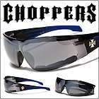 Black Choppers Motorcycle Goggles Sports Designer Sunglasses Blue Arms 