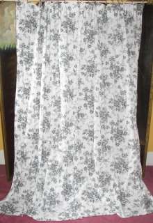   COUNTRY VICTORIAN BLACK WHITE TOILE FLORAL DRAPES CURTAINS  