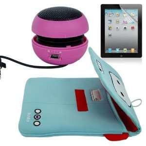   Foam Case + Clear Screen Protector + Pink Mini Hamburger Speaker for