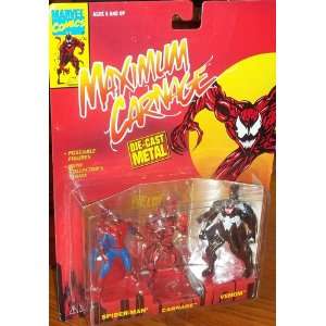 Spider Man, Carnage and Venom Minature Poseable Die Cast Metal Action 