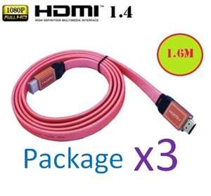   Pack   1.4 v Gold 5 ft HDMI Cable 1080p Xbox Wii Wire HDTV PS3  