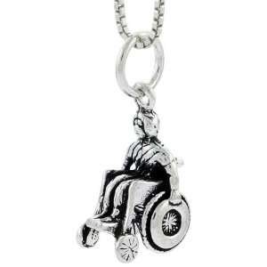   Wheelchair Pendant (w/ 18 Silver Chain), 11/16 inch (17mm) tall