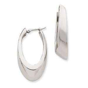    14k Gold White Gold Tapered Slanted Oval Hoop Earrings Jewelry