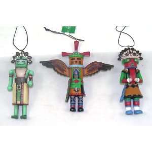  KACHINA INDIAN Western Americana Ornaments Set of 3 NEW 