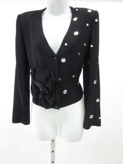 SONIA RYKIEL Black Jeweled Flower Jacket Blazer Sz 40  