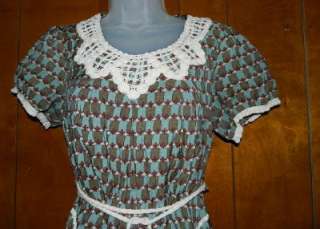 Womens Anthropologie THEME Brand Floral Knit Trim Dress sz Medium 