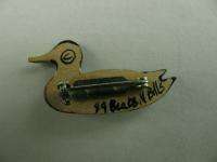 Vintage Jewelry Wood Carved Mallard Duck Pin Brooch  