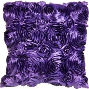  Decorative 3D Rose Floral Throw Pillow 17 Purple