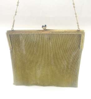 Antique 14K Yellow Gold Purse Pocket Book Flapper Mesh Weave 1920s 