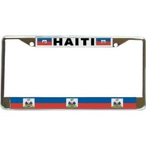  Haiti Haitian Mulitple Flag Chrome License Plate Frame 