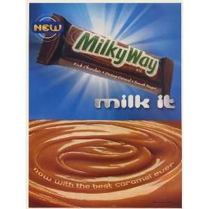 1999 Milky Way New Candy Bar Now With the Best Caramel Ever Milk It 