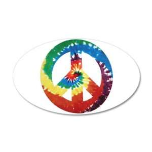  22x14 Oval Wall Vinyl Sticker Rainbow Tye Dye Peace Symbol 