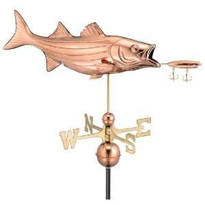   Handcrafted Polished Copper Bass and Lure Weathervane