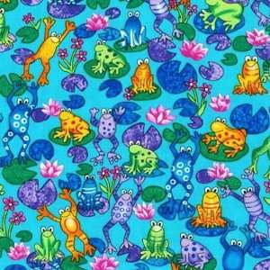   6283 TURQ colorful, whimsical frogs on lilypads Arts, Crafts & Sewing